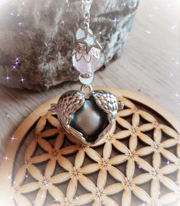 Bola de grossesse Ailes d’anges Quartz rose et Pierre de lune