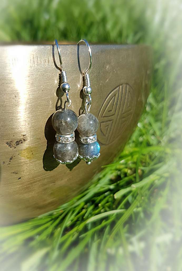 Boucles d’oreilles Labradorite – Modèle Ange – Acier inoxydable