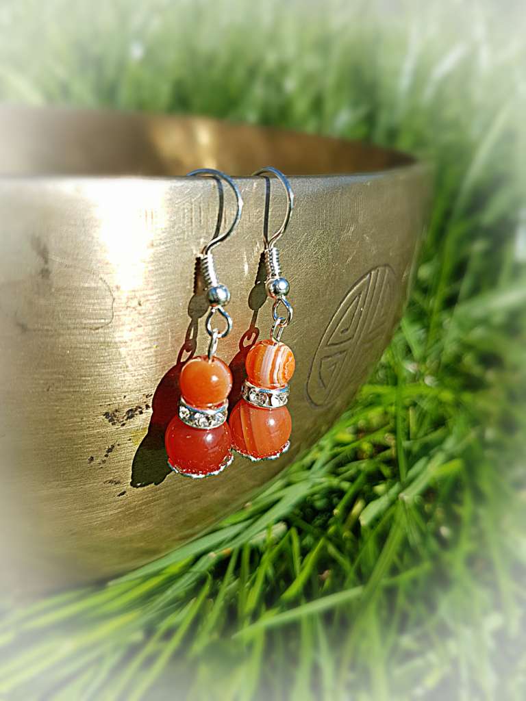 Boucles d’oreilles Cornaline – Modèle Ange – Acier inoxydable