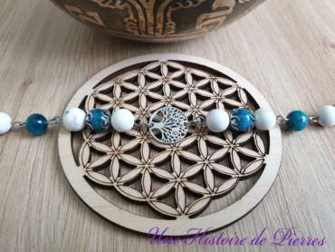 Bracelet Apatite bleue et Howlite