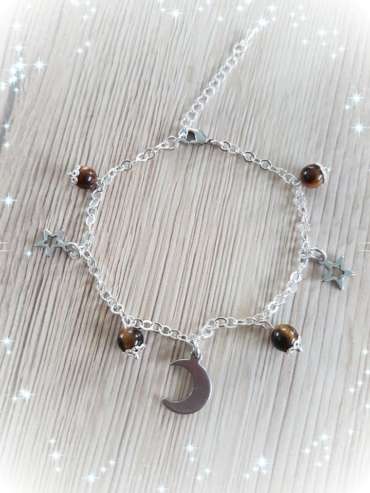 Bracelet breloques, Oeil de Tigre
