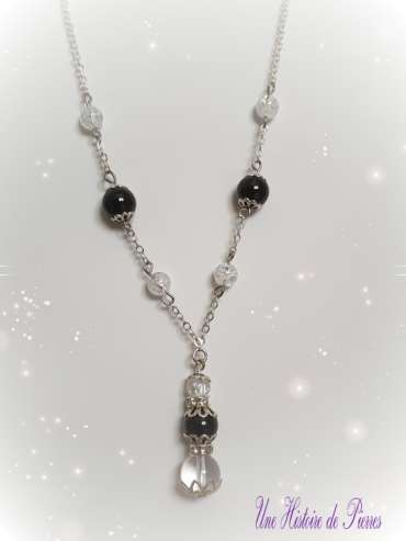 Collier Tourmaline noire et Cristal de roche