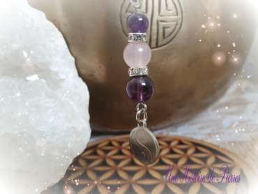 Collier Enfant Améthyste, Quartz rose , Yin et Yang