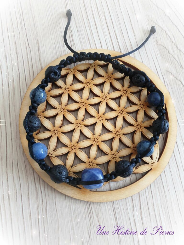 Bracelet Shamballa Homme Sodalite et Pierre de Lave