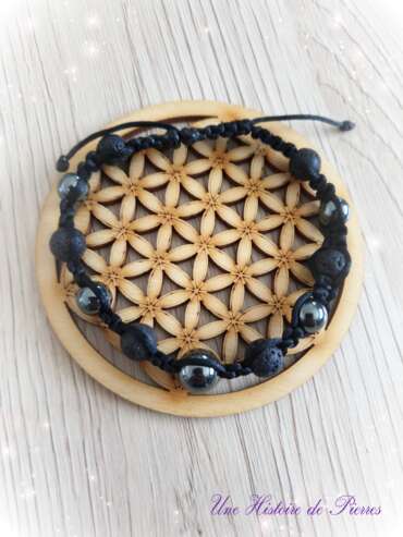 Bracelet Shamballa Homme Hématite et Pierre de Lave