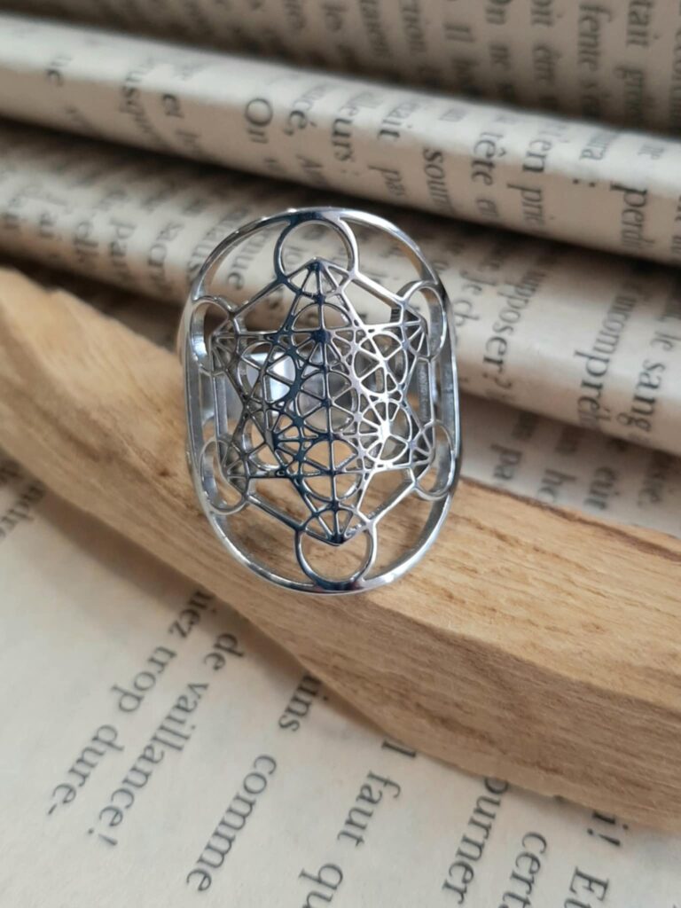 Bague Cube de Métatron argentée – Protection & Géométrie sacrée