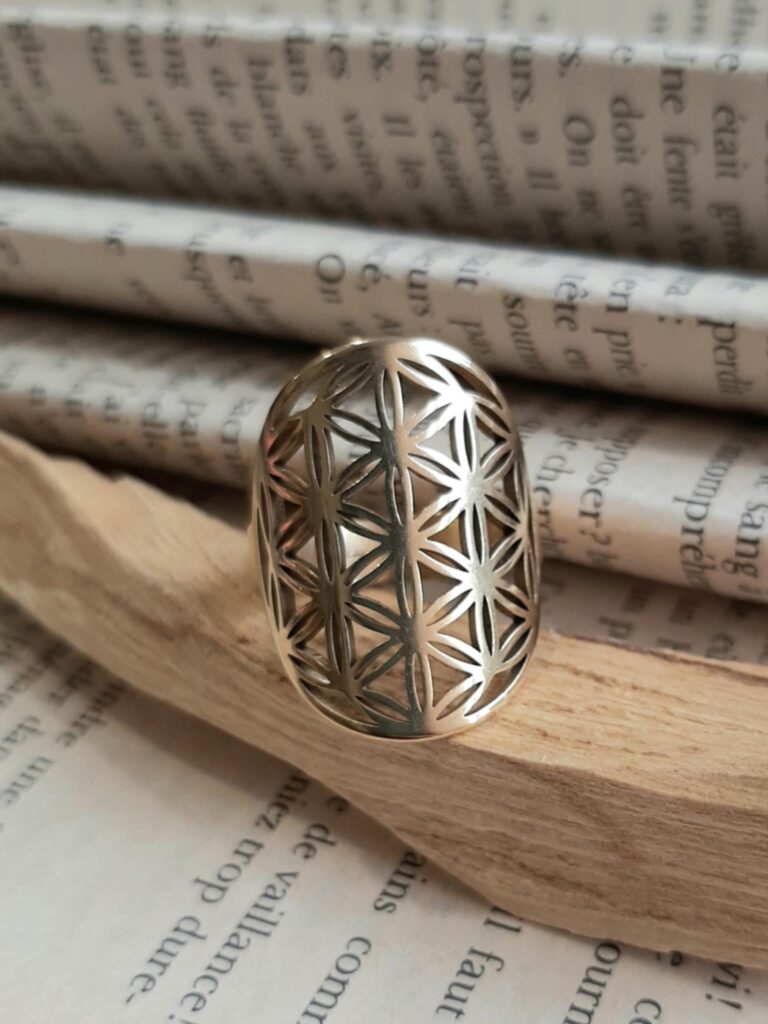 Bague Fleur de Vie – Harmonie & Géométrie sacrée en acier inoxydable