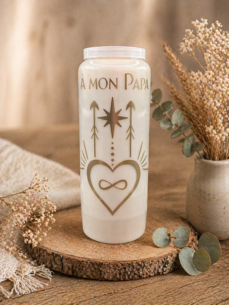 Neuvaine Souvenir deuil – Bougie rituelle Lumières d’Âmes